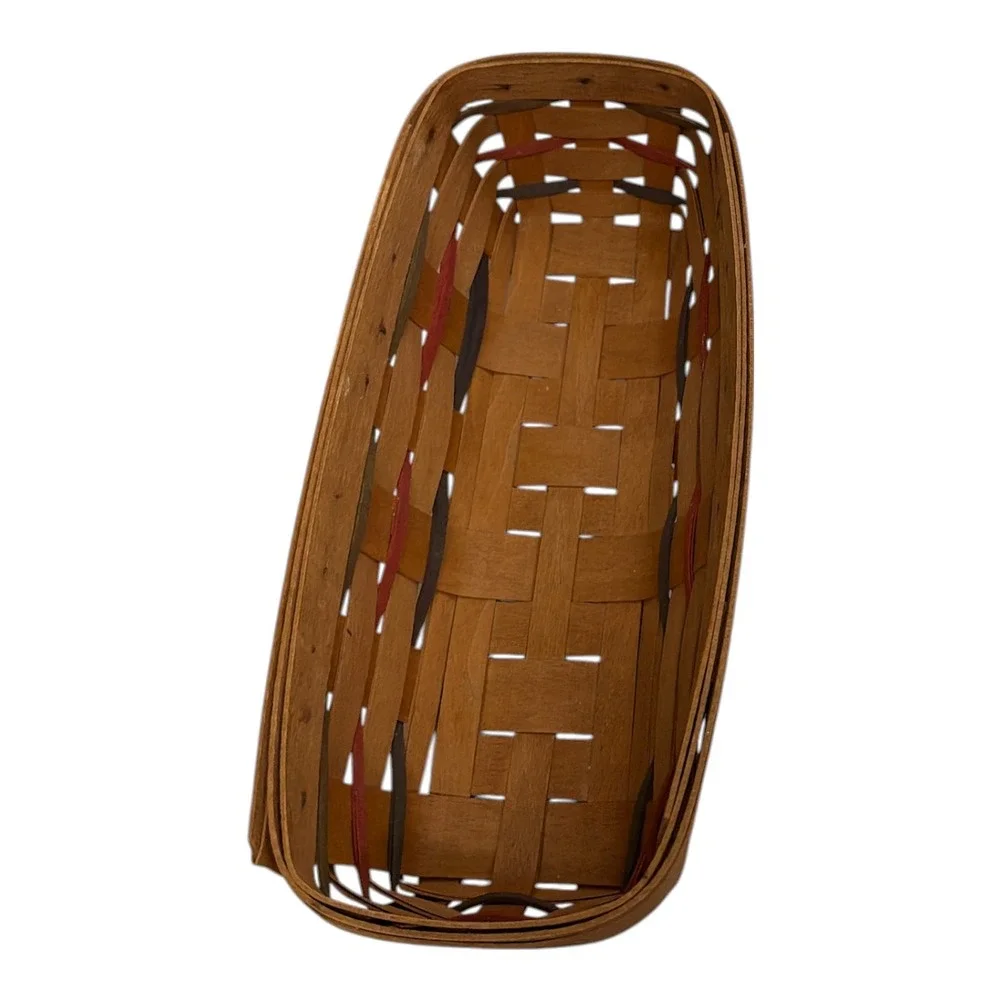 Longaberger Bread Cracker Basket Woven Wooden Long Rectangle 1992 Signed Insert